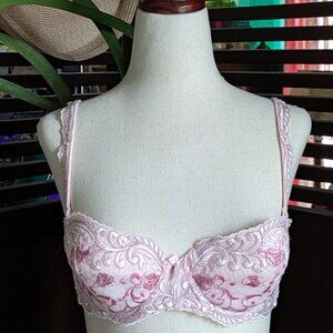 Felina Rose Pink Embroidered Bra 34C
